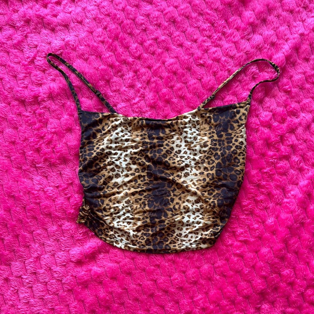 Brown and Gold Fitted Crop Camisole